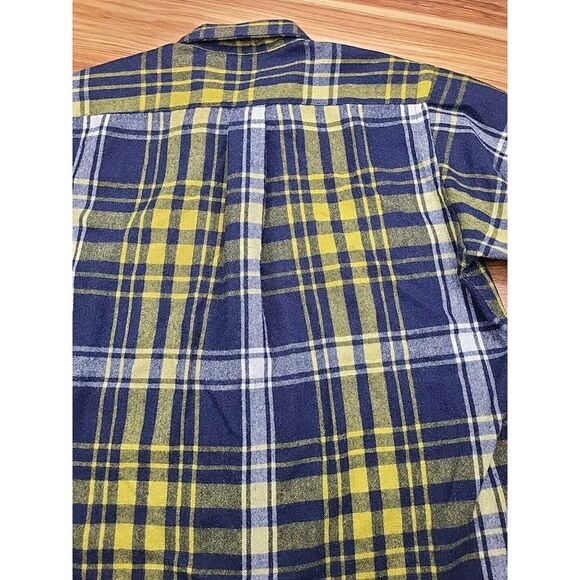 Vtg Sears Perma Prest Wool Flannel Plaid Blue Yellow Button Shirt Men Size Large - Picture 5 of 7